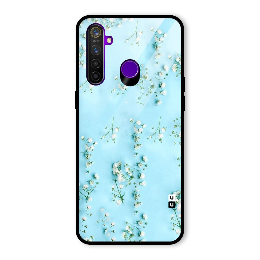 White Lily Design Glass Back Case for Realme 5 Pro