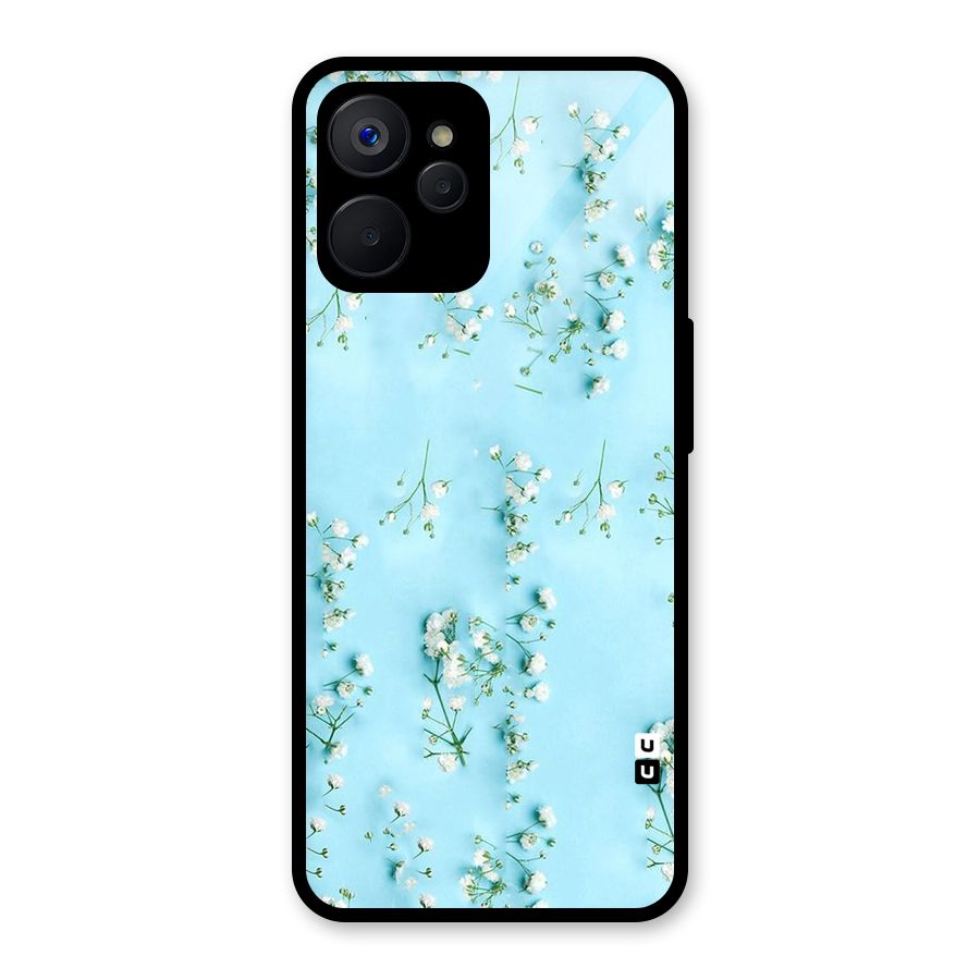 White Lily Design Glass Back Case for Realme 9i 5G