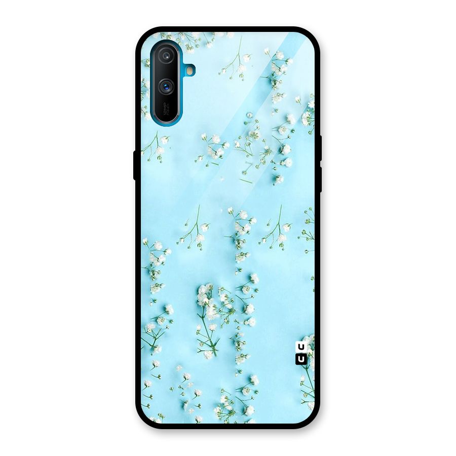 White Lily Design Glass Back Case for Realme C3