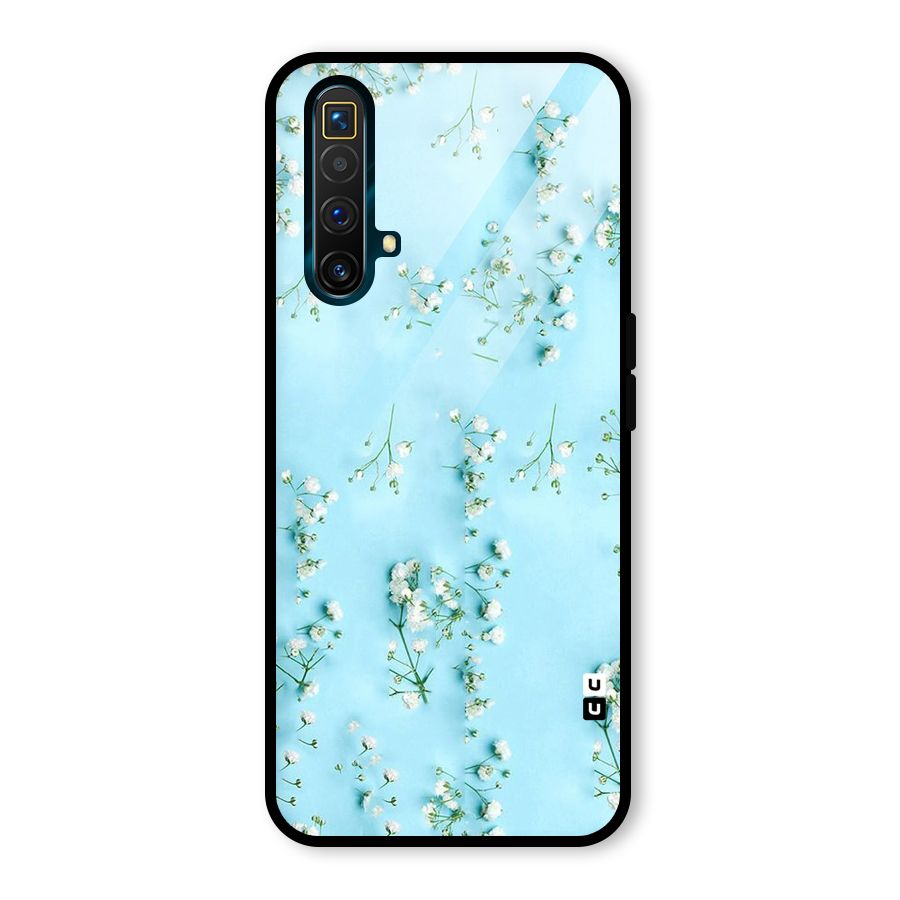 White Lily Design Glass Back Case for Realme X3 SuperZoom