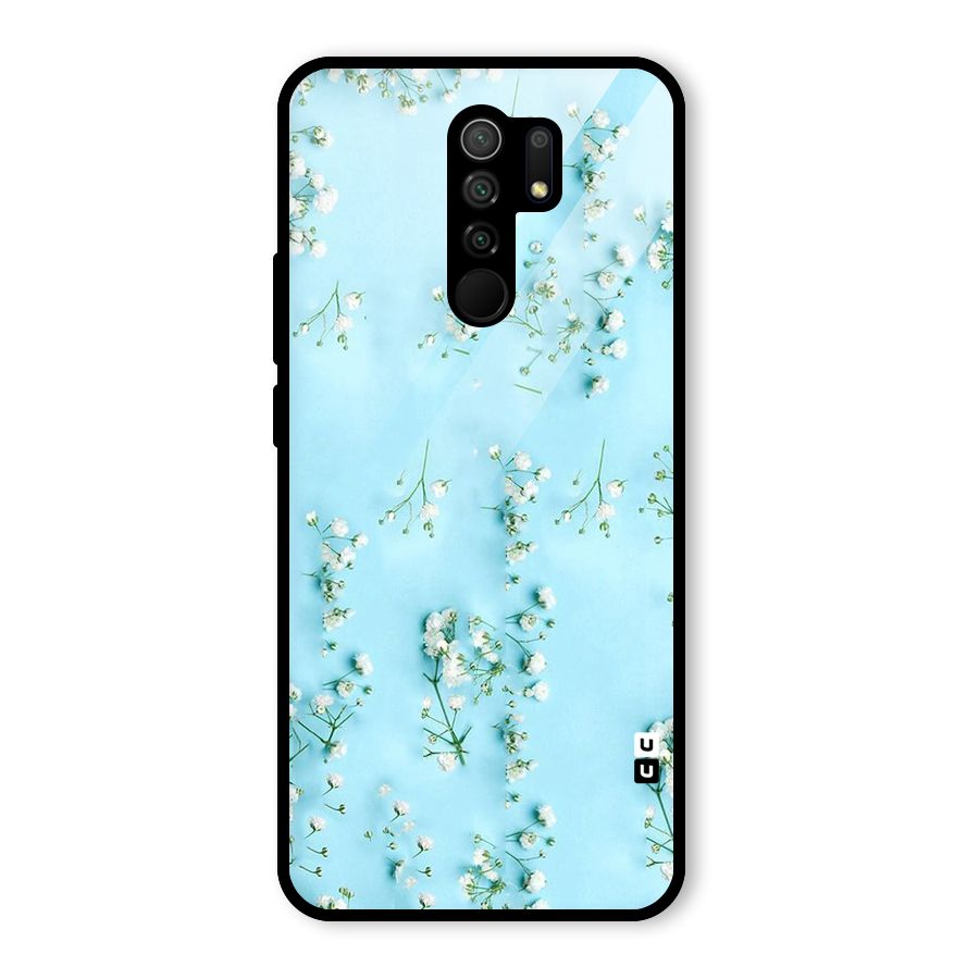 White Lily Design Glass Back Case for Redmi 9 Prime