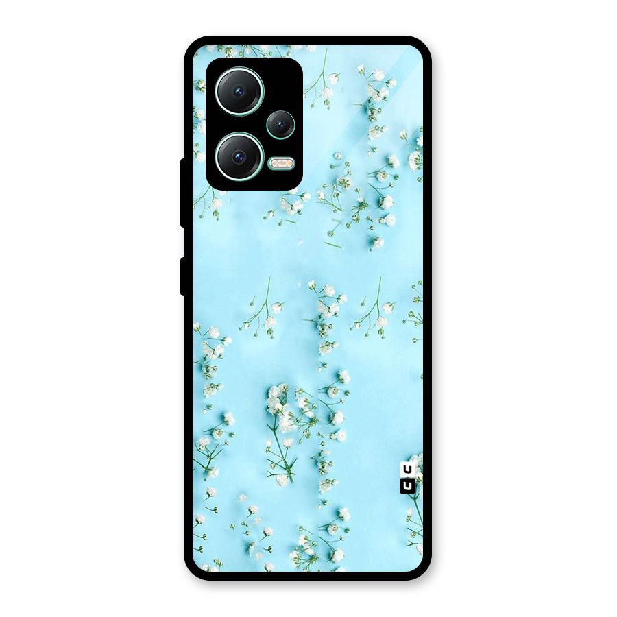 White Lily Design Glass Back Case for Redmi Note 12 5G