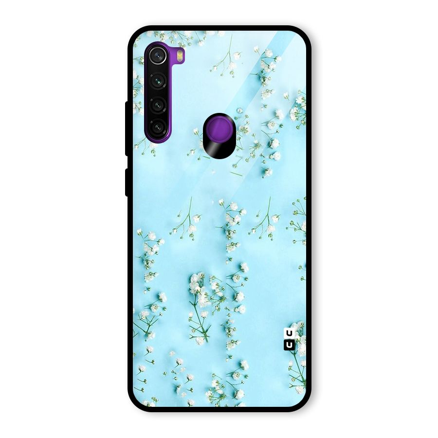 White Lily Design Glass Back Case for Redmi Note 8