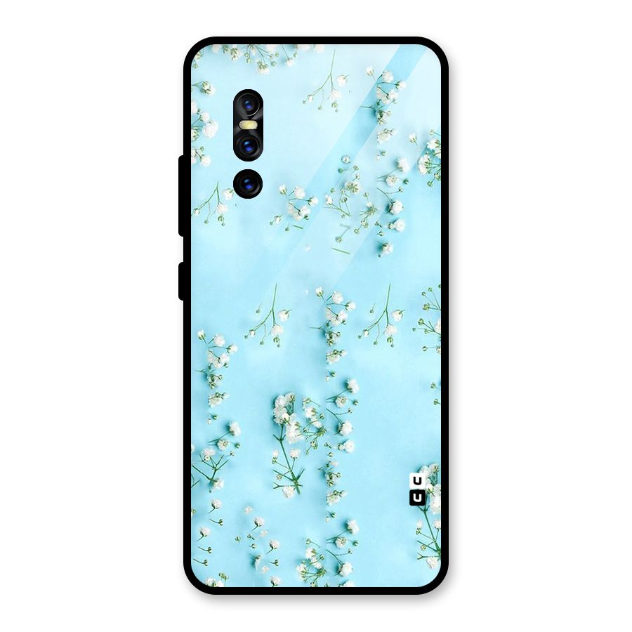 White Lily Design Glass Back Case for Vivo V15 Pro