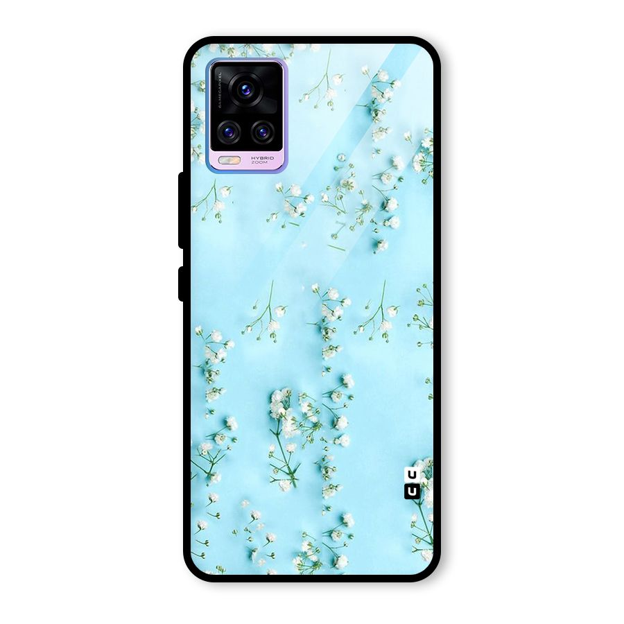 White Lily Design Glass Back Case for Vivo V20 Pro