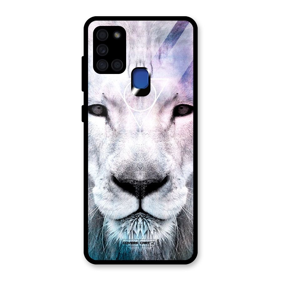 White Lion Glass Back Case for Galaxy A21s