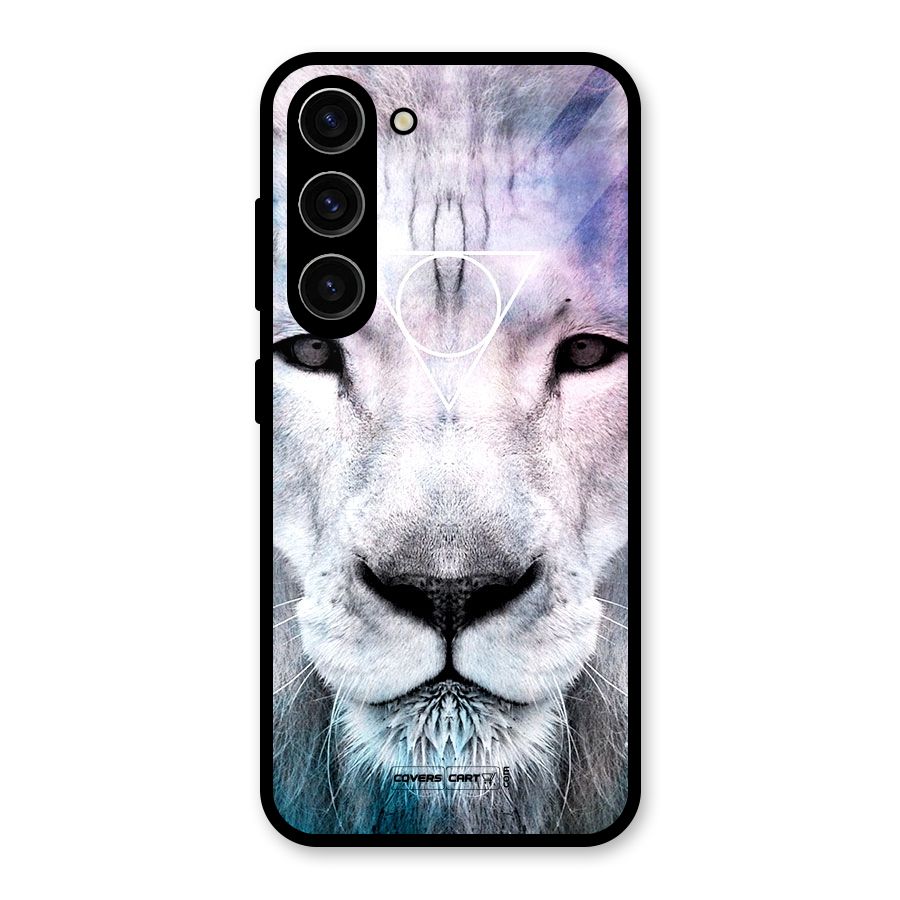 White Lion Glass Back Case for Galaxy S23