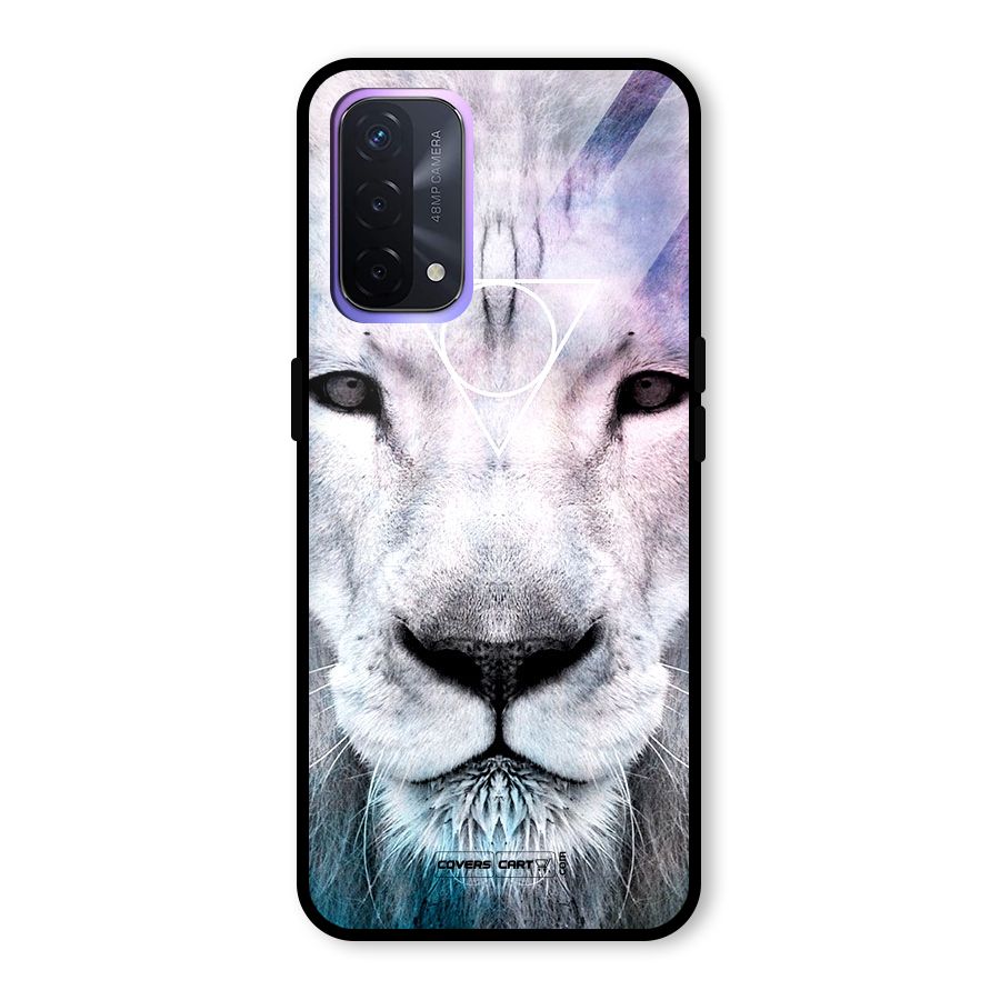 White Lion Glass Back Case for Oppo A74 5G