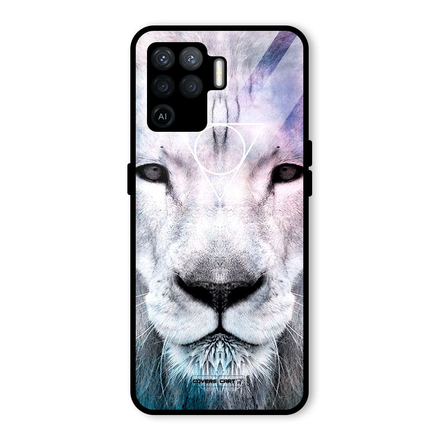 White Lion Glass Back Case for Oppo F19 Pro