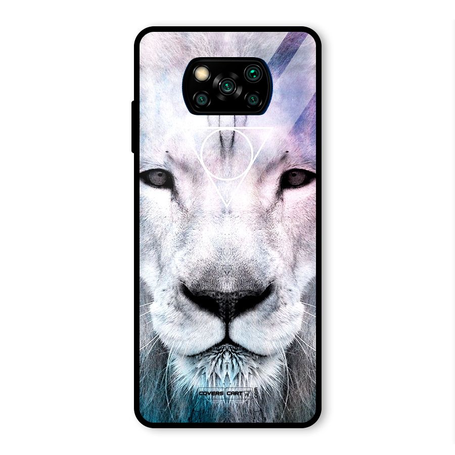 White Lion Glass Back Case for Poco X3 Pro