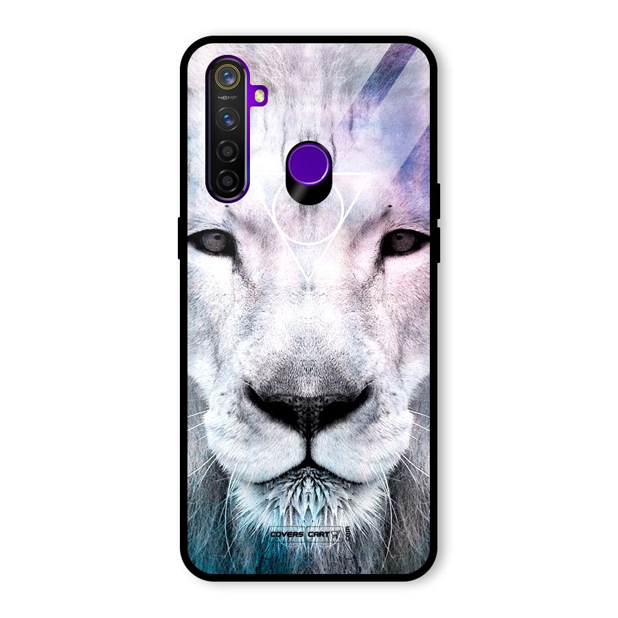 White Lion Glass Back Case for Realme 5 Pro
