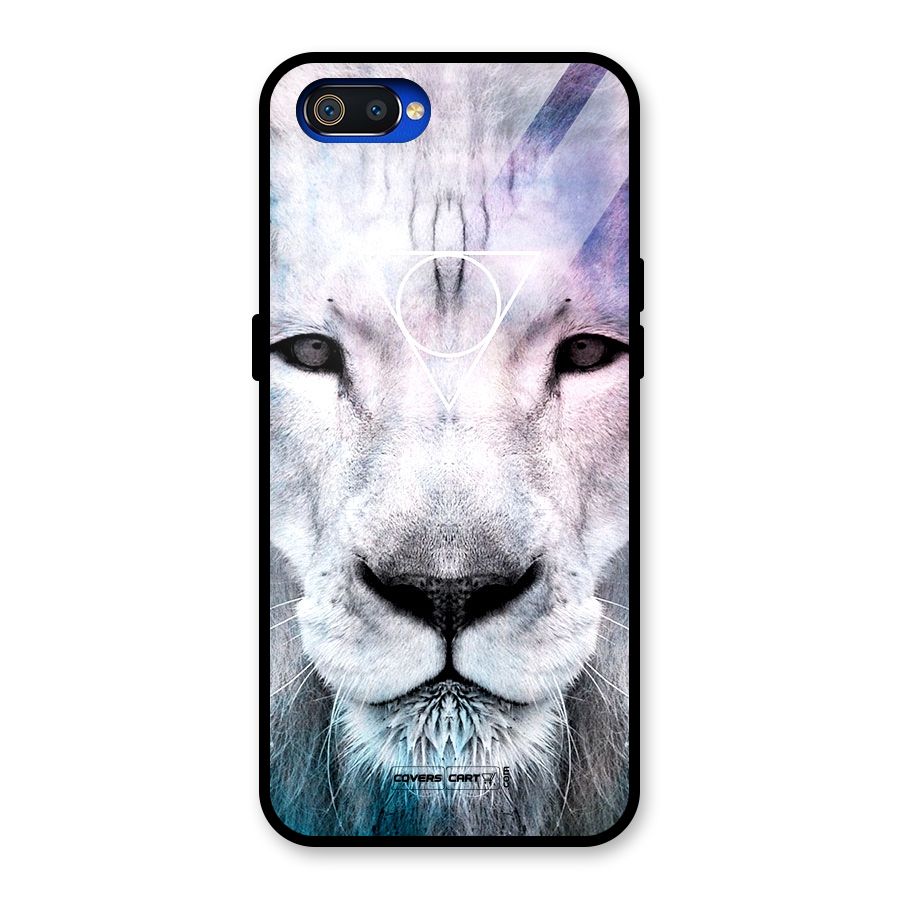 White Lion Glass Back Case for Realme C2