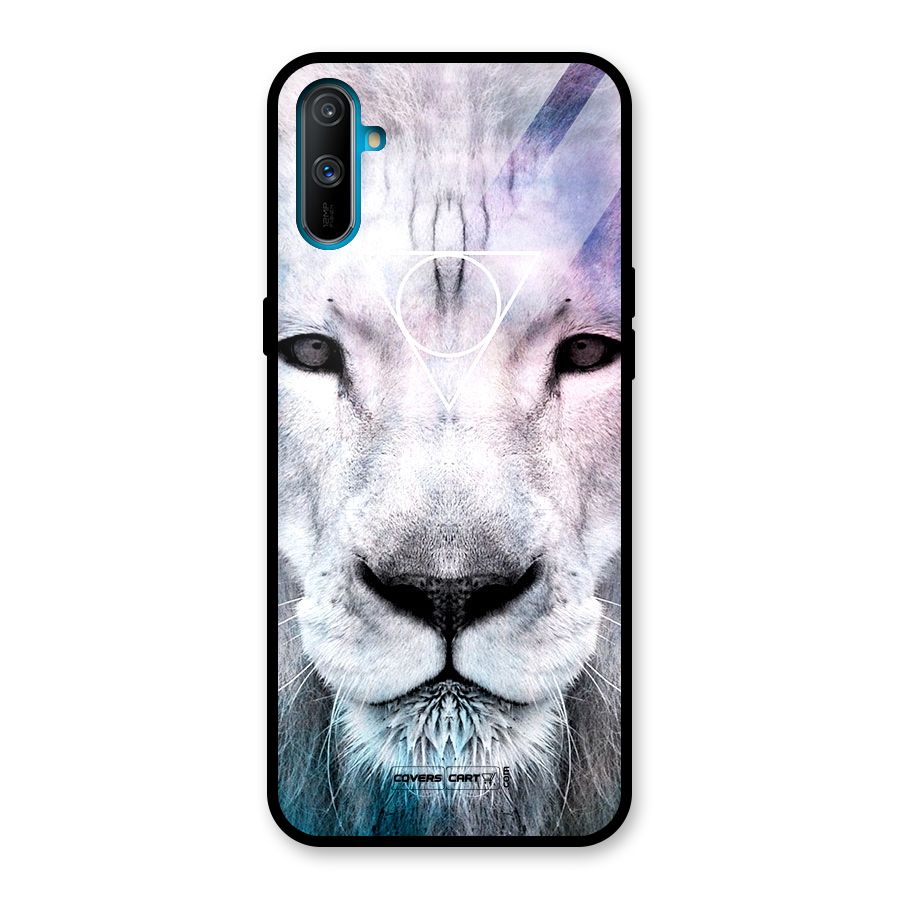 White Lion Glass Back Case for Realme C3