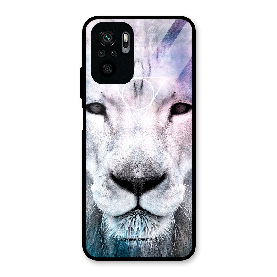 White Lion Glass Back Case for Redmi Note 10S