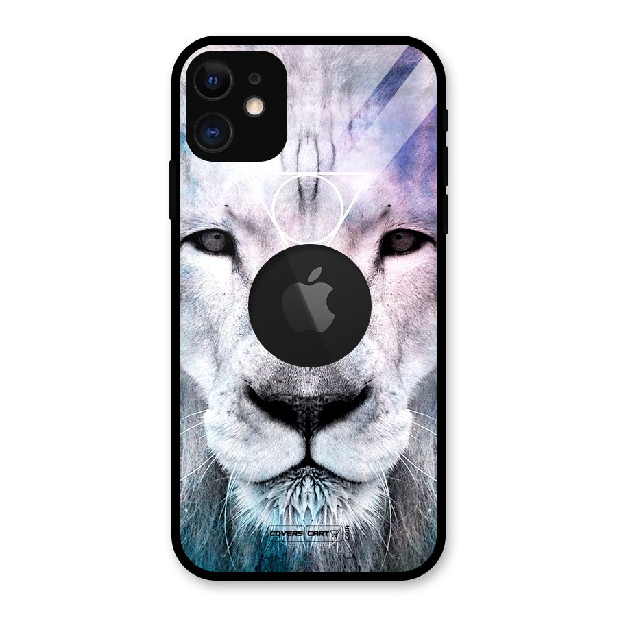 White Lion Glass Back Case for iPhone 11 Logo Cut