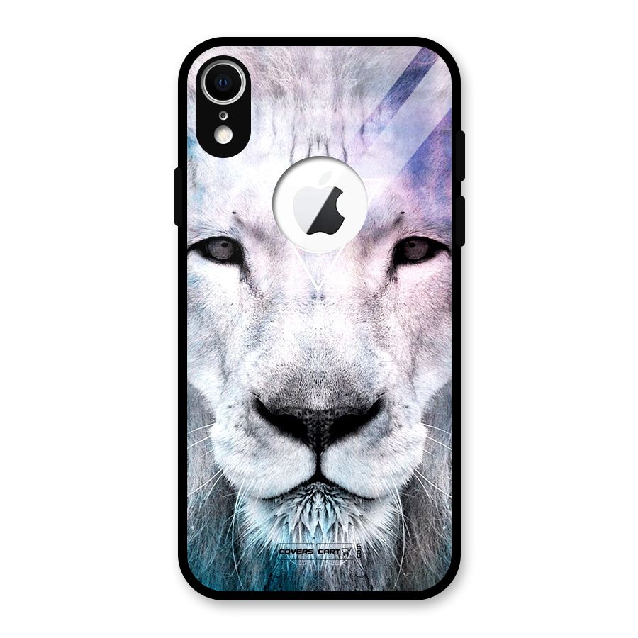 White Lion Glass Back Case for iPhone XR Logo Cut