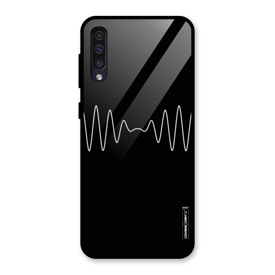 White Minimal Thread Glass Back Case for Galaxy A50
