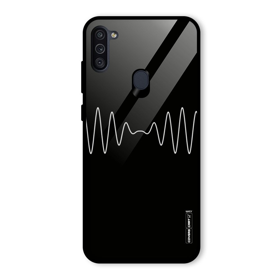 White Minimal Thread Glass Back Case for Galaxy M11