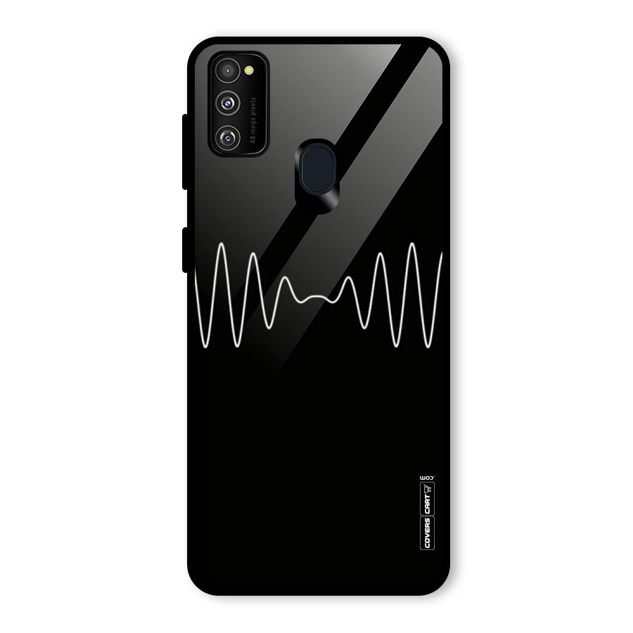 White Minimal Thread Glass Back Case for Galaxy M30s