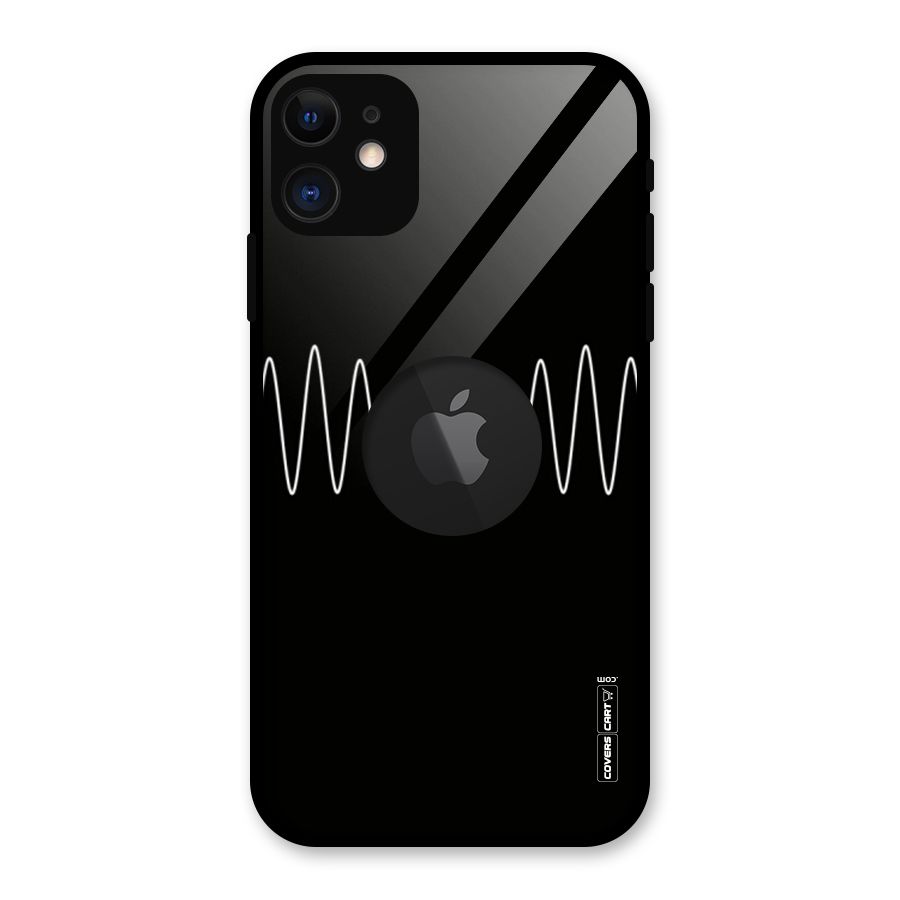 White Minimal Thread Glass Back Case for iPhone 11 Logo Cut