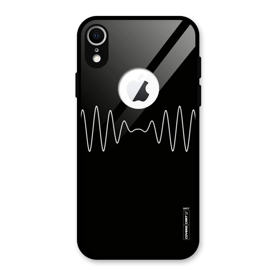 White Minimal Thread Glass Back Case for iPhone XR Logo Cut