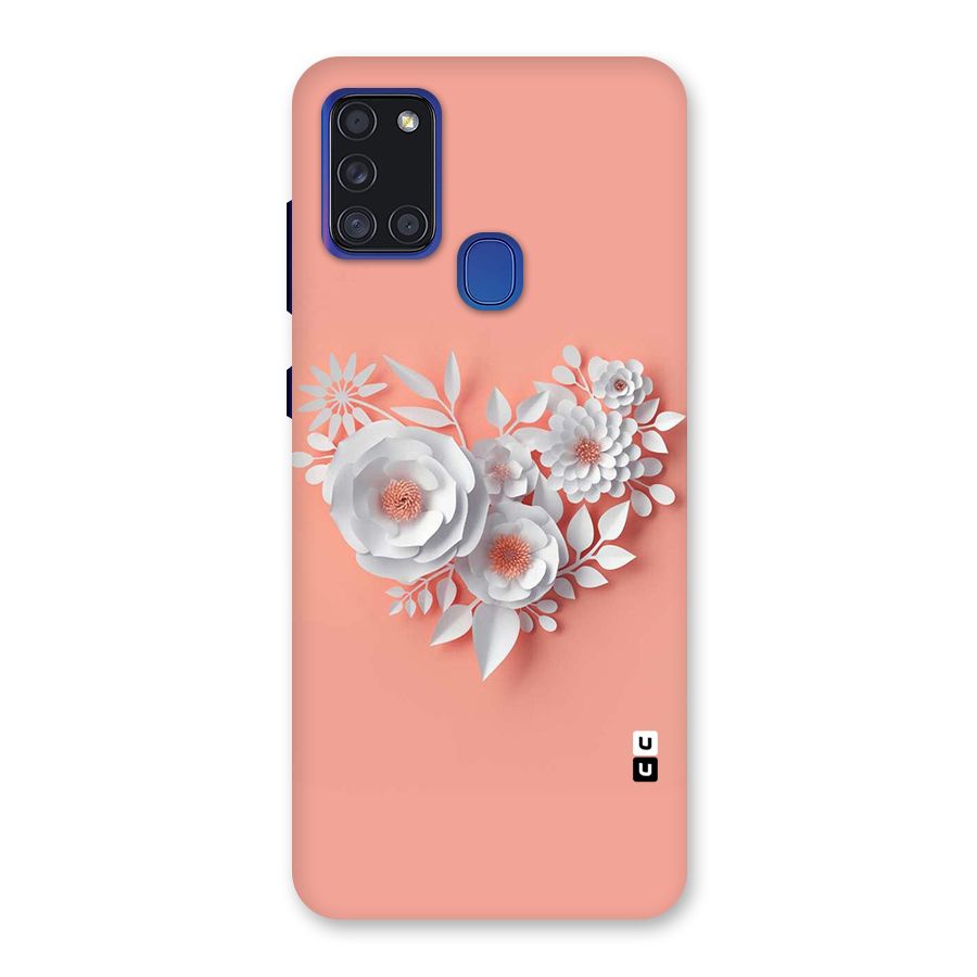 White Paper Flower Back Case for Galaxy A21s