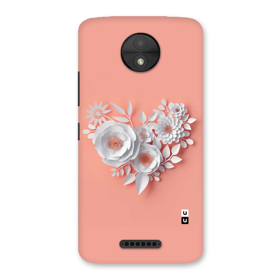 White Paper Flower Back Case for Moto C