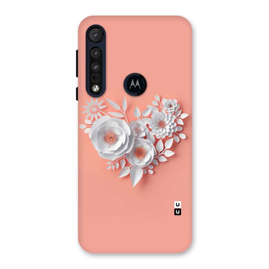 White Paper Flower Back Case for Motorola One Macro