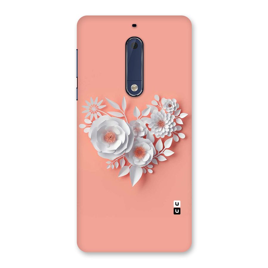 White Paper Flower Back Case for Nokia 5