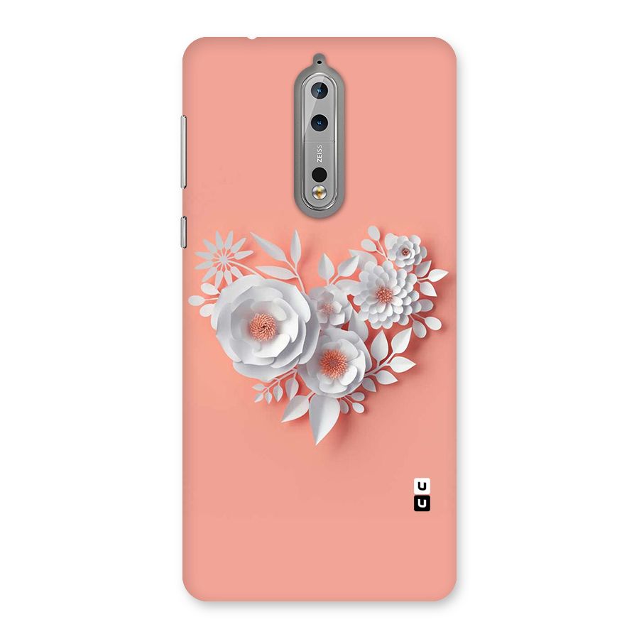 White Paper Flower Back Case for Nokia 8