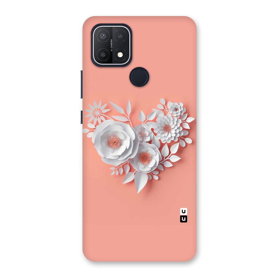 White Paper Flower Back Case for Oppo A15s