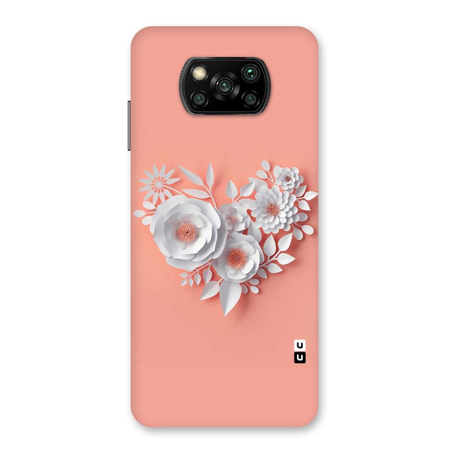 White Paper Flower Back Case for Poco X3