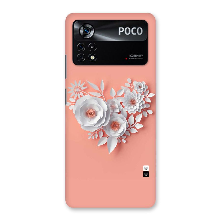 White Paper Flower Back Case for Poco X4 Pro 5G