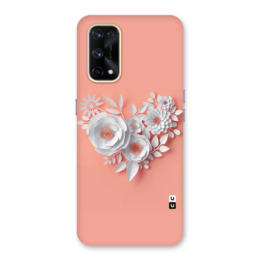 White Paper Flower Glass Back Case for Realme X7 Pro