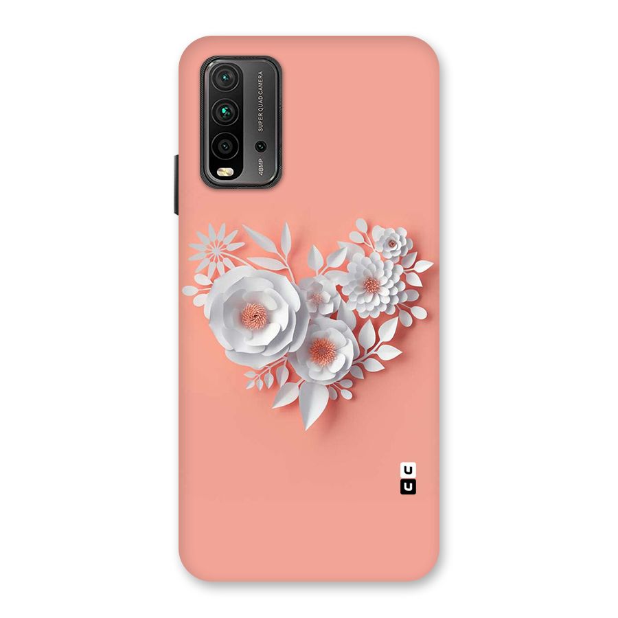 White Paper Flower Back Case for Redmi 9 Power