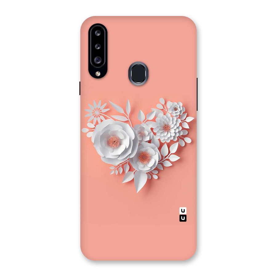White Paper Flower Back Case for Samsung Galaxy A20s