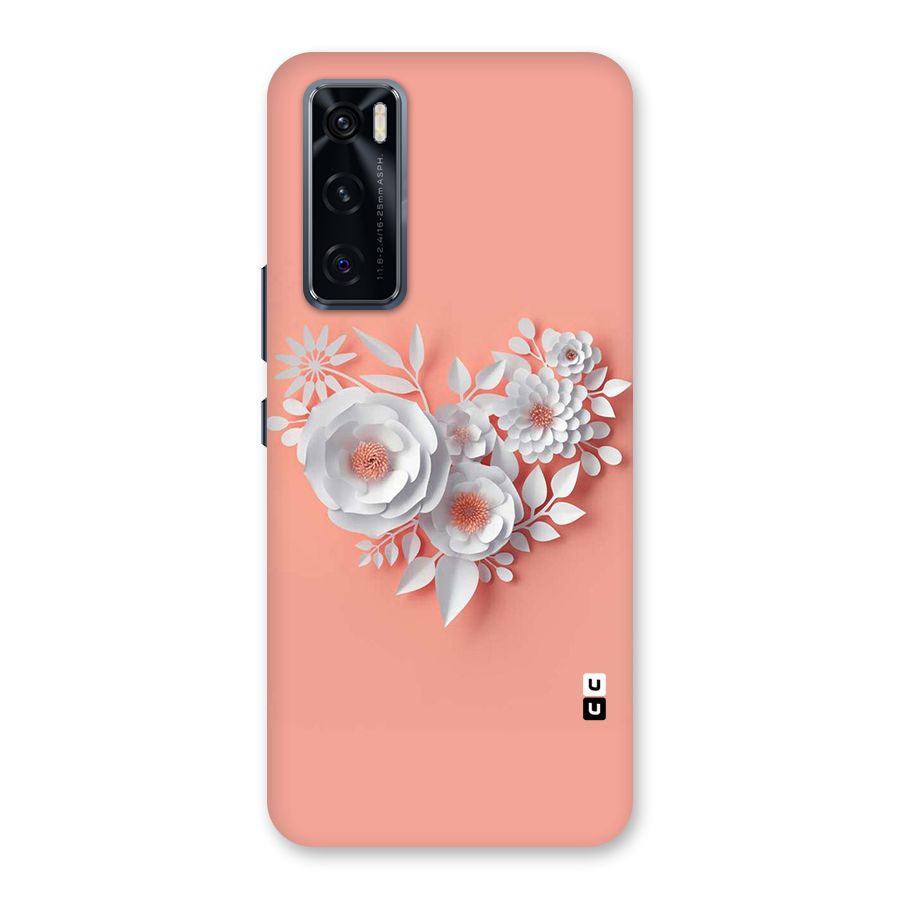White Paper Flower Back Case for Vivo V20 SE