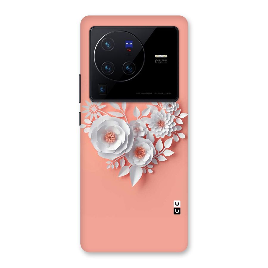 White Paper Flower Back Case for Vivo X80 Pro
