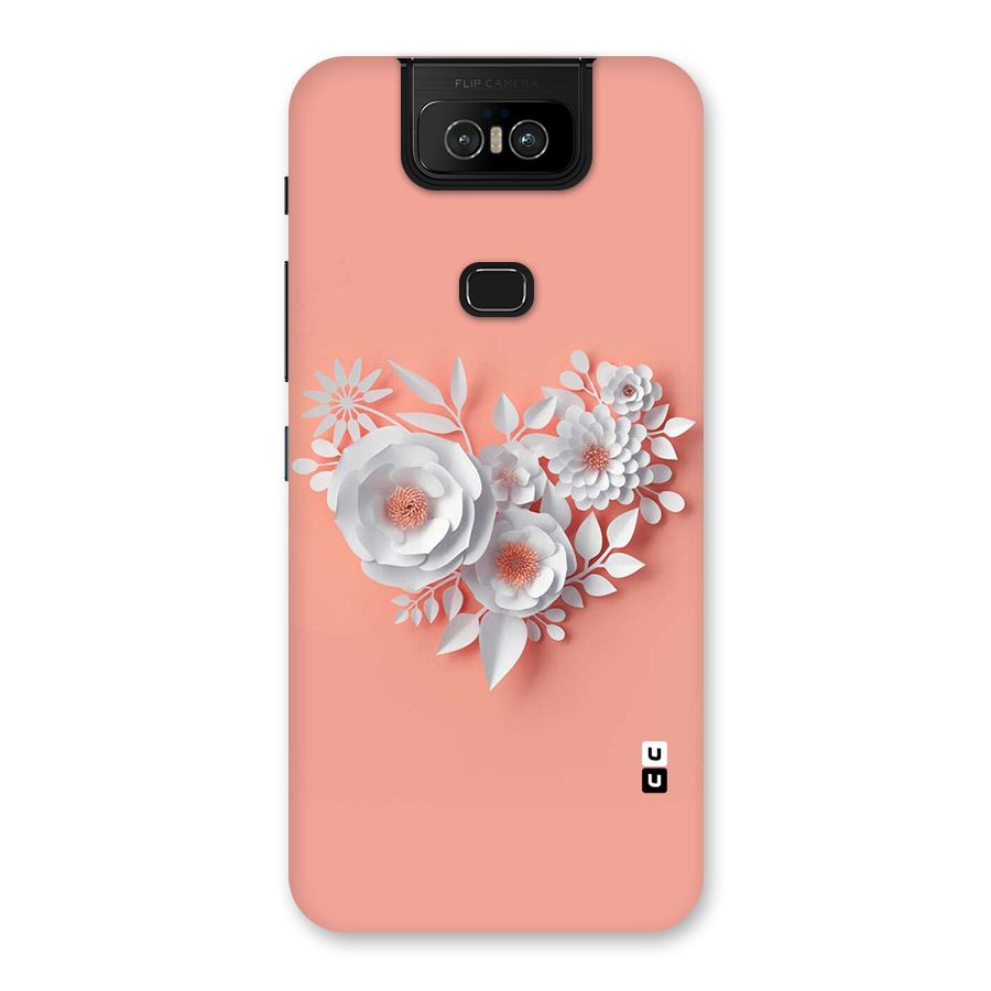 White Paper Flower Back Case for Zenfone 6z