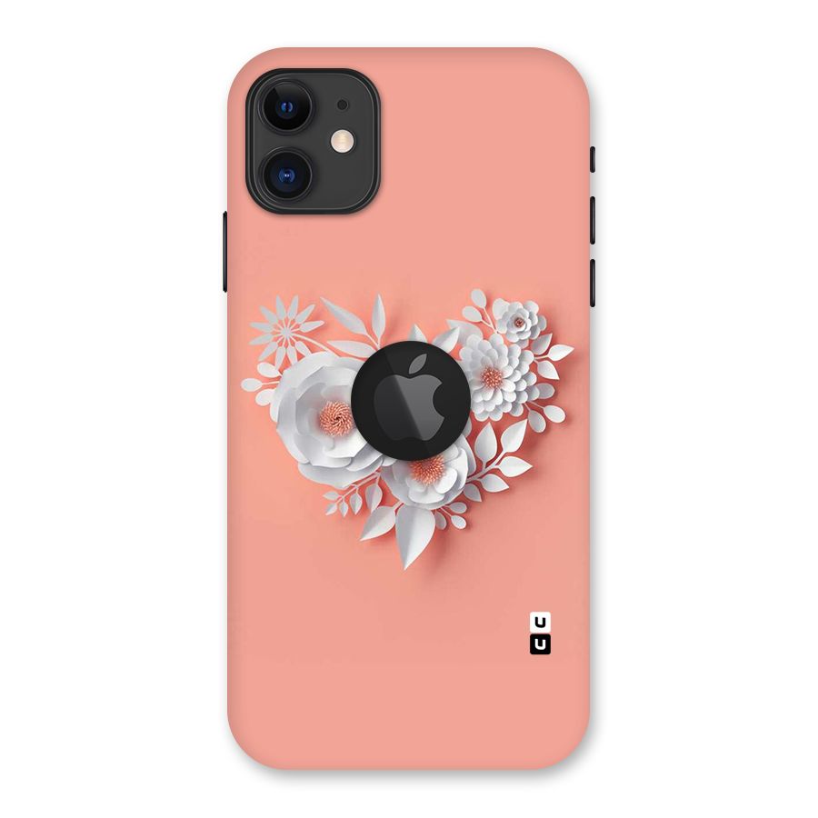 White Paper Flower Back Case for iPhone 11 Logo Cut