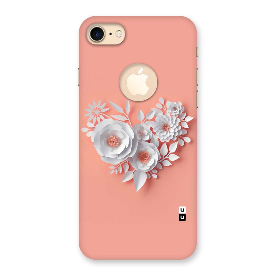 White Paper Flower Back Case for iPhone 7 Logo Cut