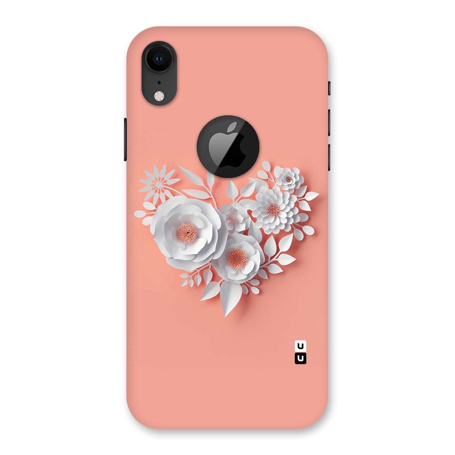 White Paper Flower Back Case for iPhone XR Logo Cut