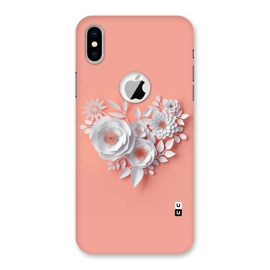 White Paper Flower Back Case for iPhone XS Logo Cut