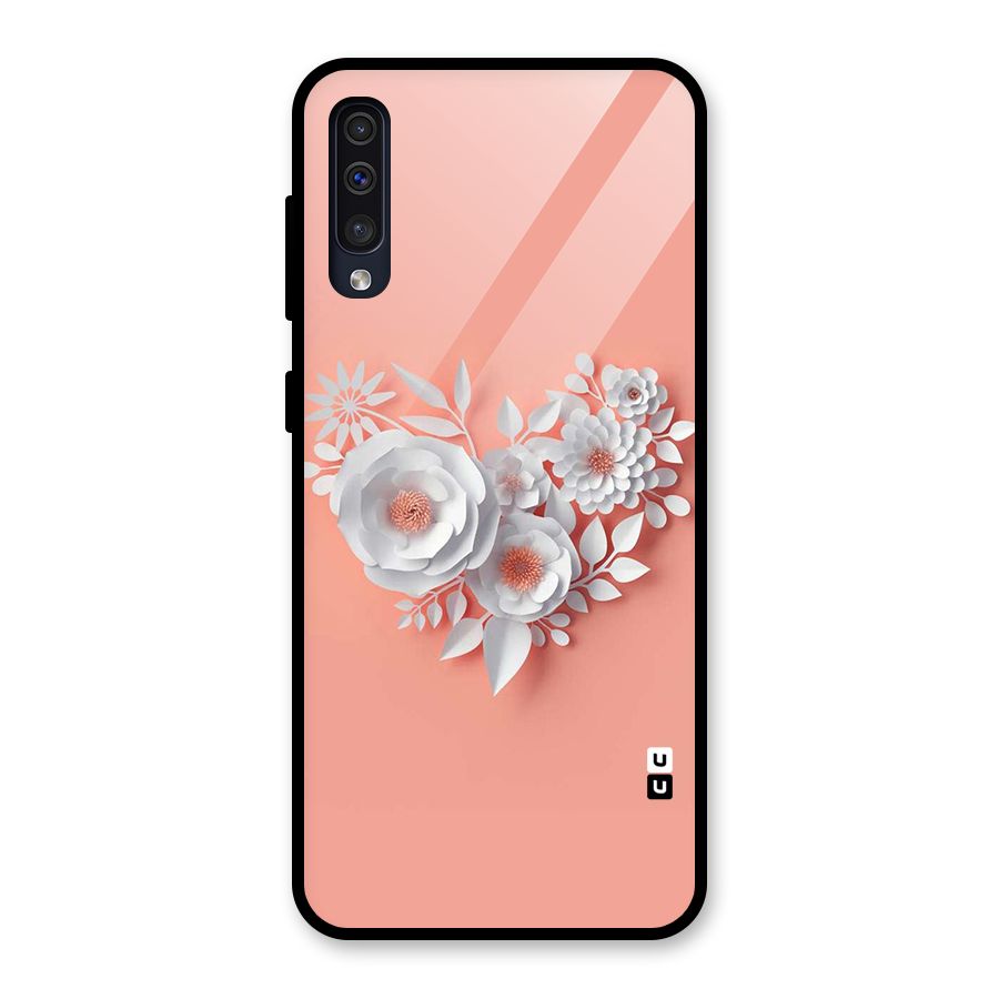 White Paper Flower Glass Back Case for Galaxy A50
