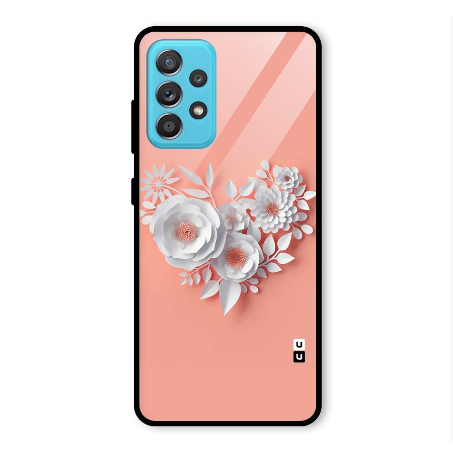 White Paper Flower Glass Back Case for Galaxy A52s 5G