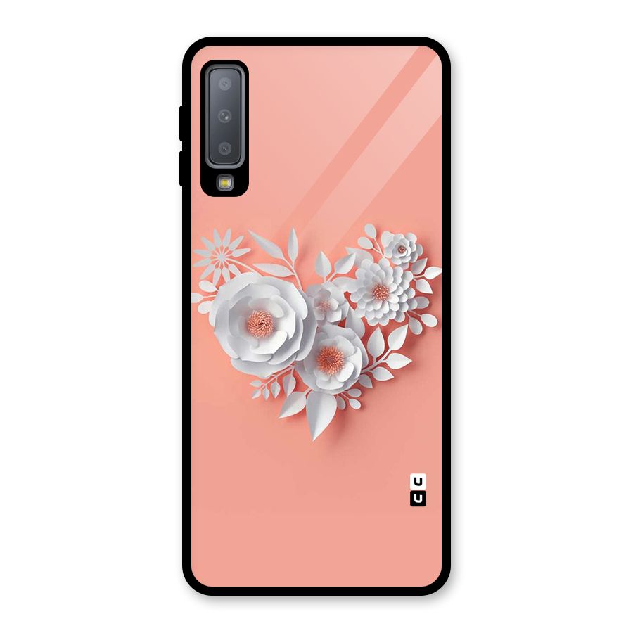 White Paper Flower Glass Back Case for Galaxy A7 (2018)