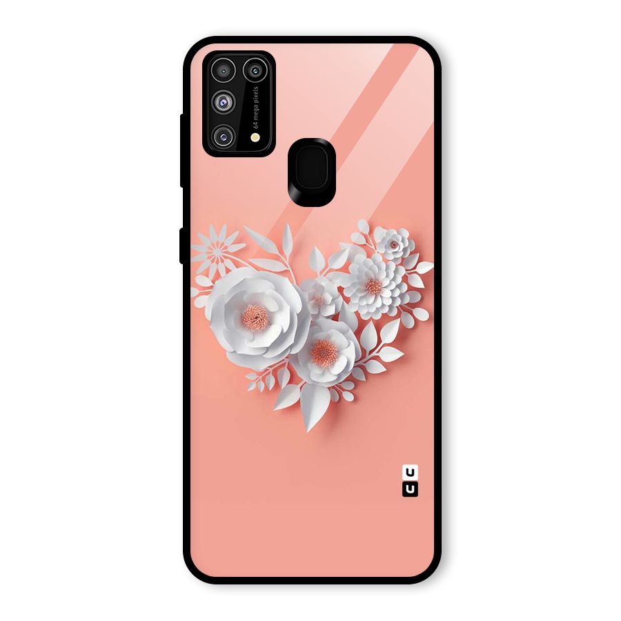 White Paper Flower Glass Back Case for Galaxy F41