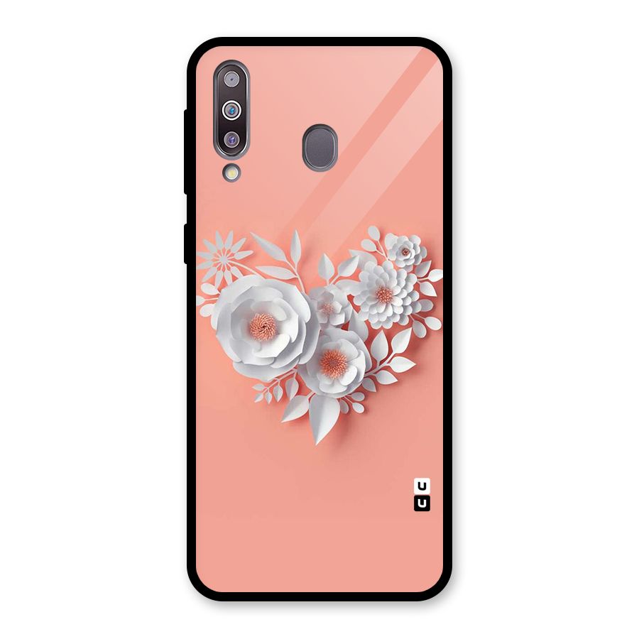 White Paper Flower Glass Back Case for Galaxy M30