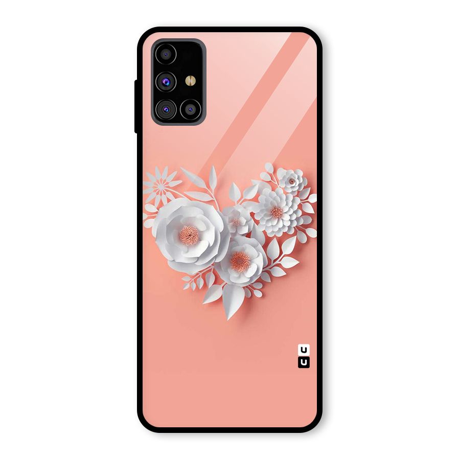 White Paper Flower Glass Back Case for Galaxy M31s