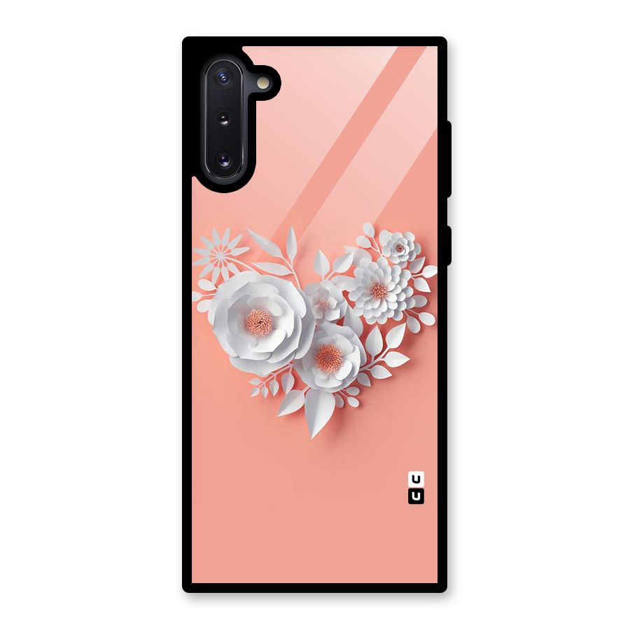 White Paper Flower Glass Back Case for Galaxy Note 10